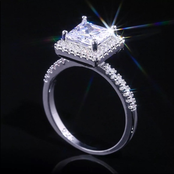 New Square 925 Silver Women’s Sapphire Ring - Picture 4 of 6